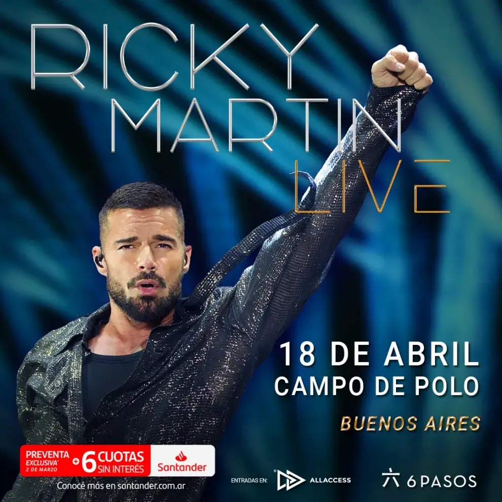 Cuándo y dónde es el show de Ricky Martin en Argentina 2026.