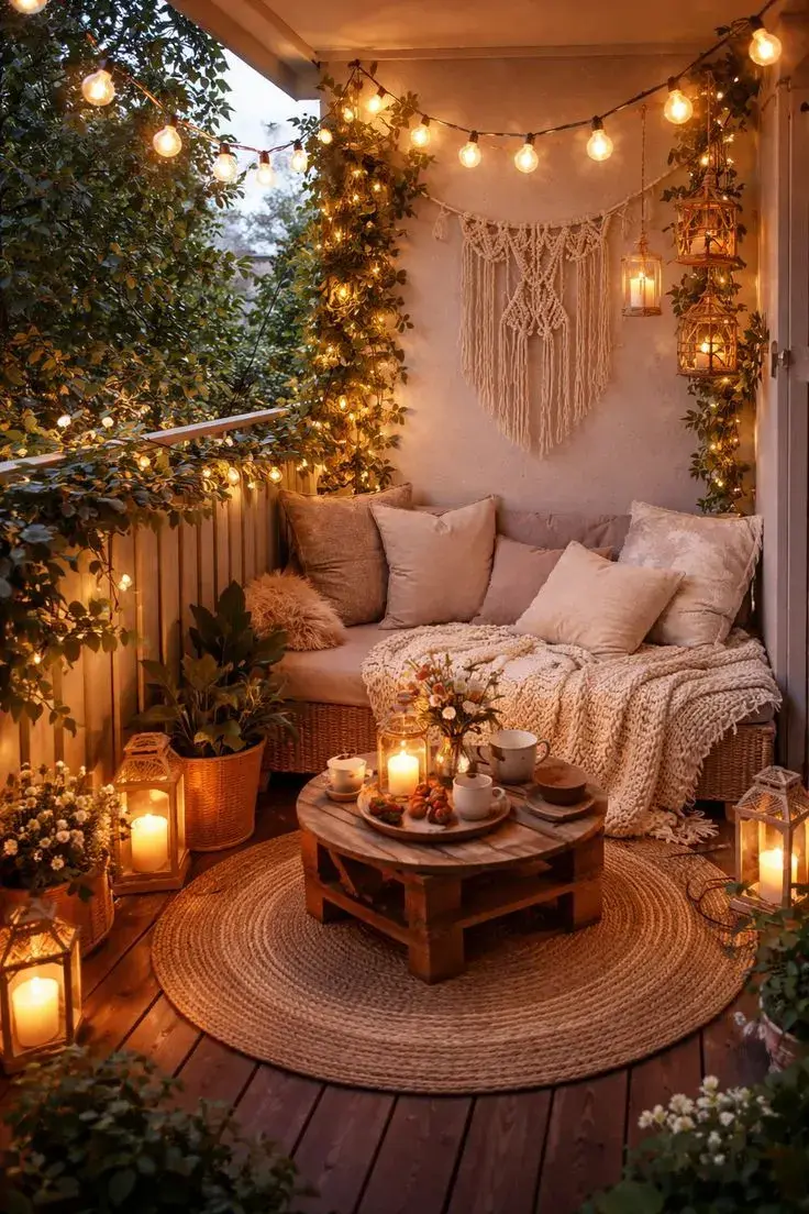 En un balcón chico, cada pieza debe justificar su presencia.