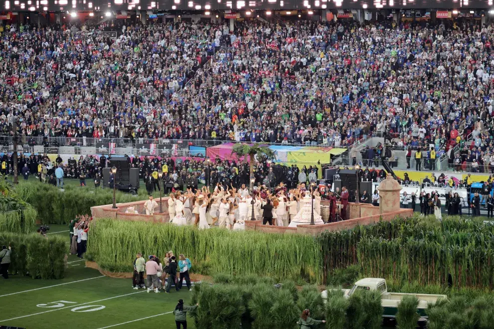 El escenario de Bad Bunny en el show de medio tiempo del Super Tazón 2026.