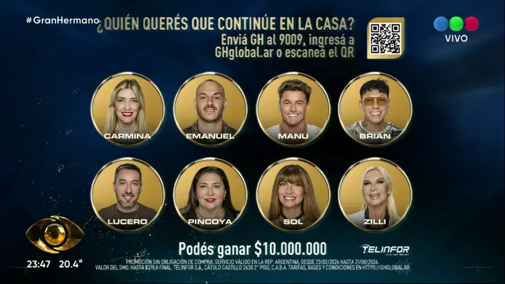 Foto de placa de nominados de Gran Hermano Generación Dorada.