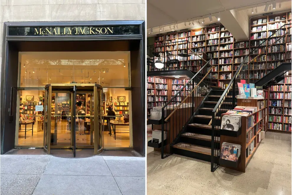 Fachada de librería e interior de librería