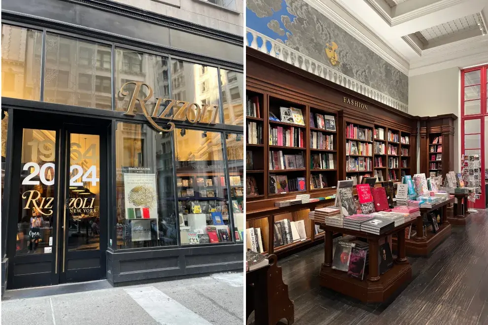 Fachada de librería e interior de librería