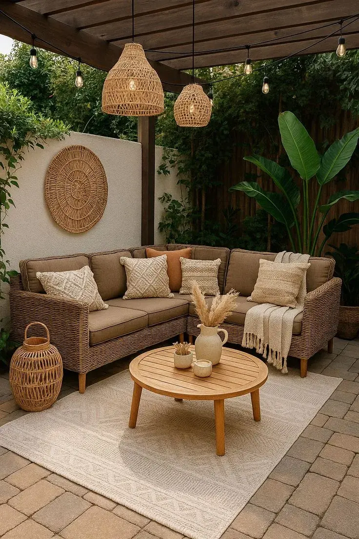 Mini patios estilo boho: relax y textura para crear un refugio al aire libre