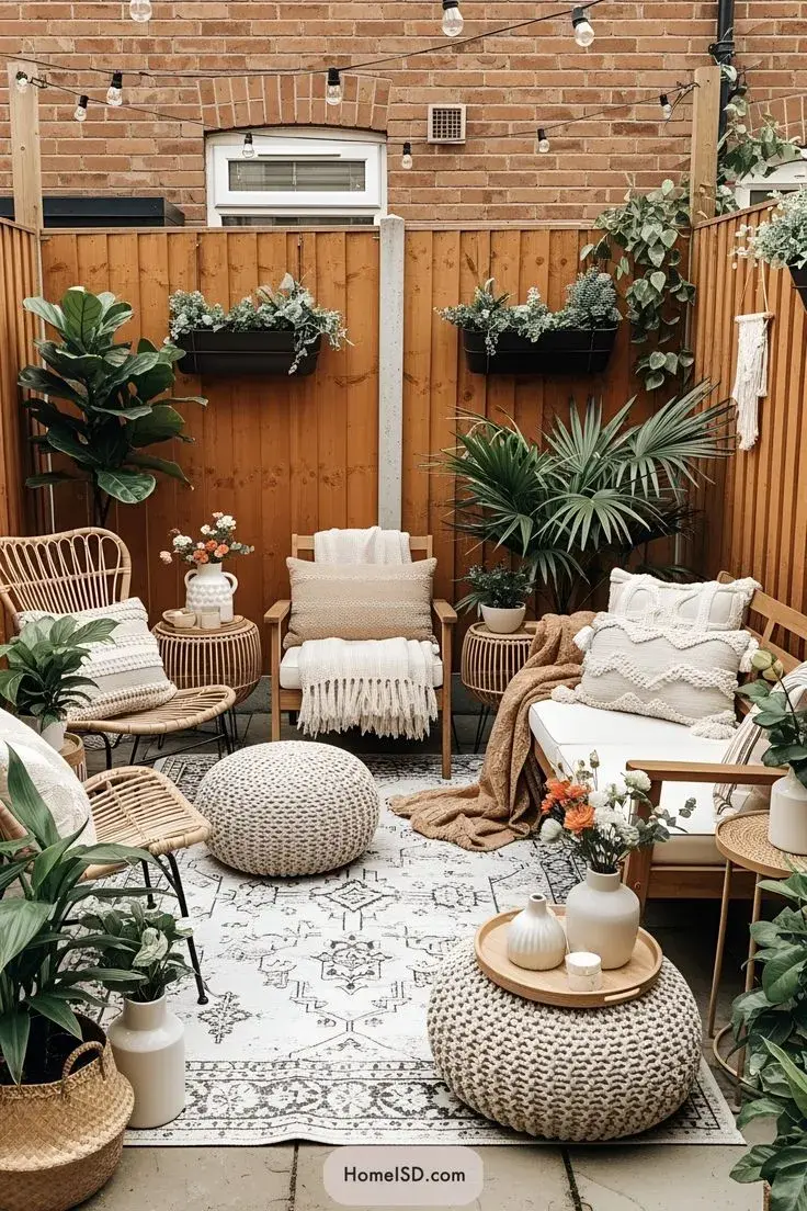 Mini patios estilo boho: relax y textura para crear un refugio al aire libre