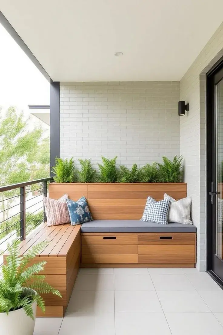 Bancos integrados y asientos empotrados