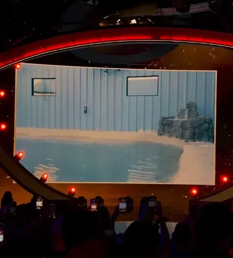 Así se ve la pileta con cascada que tendrá la casa de Gran Hermano Generación Dorada.