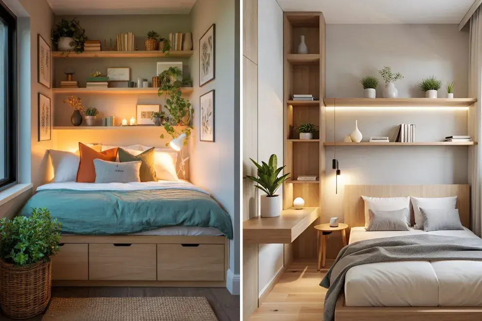 Transformar un dormitorio compacto en un espacio funcional —y que además parezca más grande— es totalmente posible si se combinan muebles multifuncionales