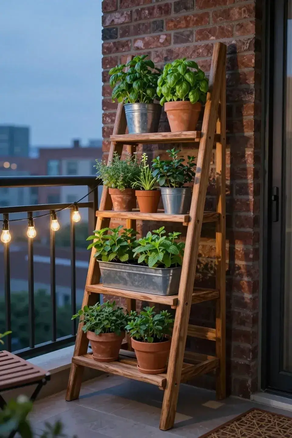 Foto de deco en balcón pequeño.