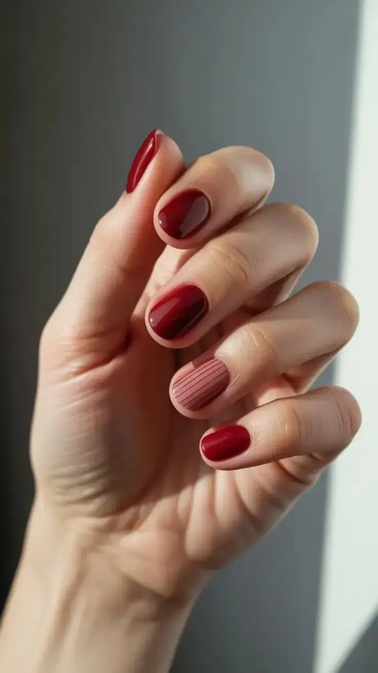 El esmalte se aplica principalmente en la zona central, dejando un margen muy fino sin color en los laterales.