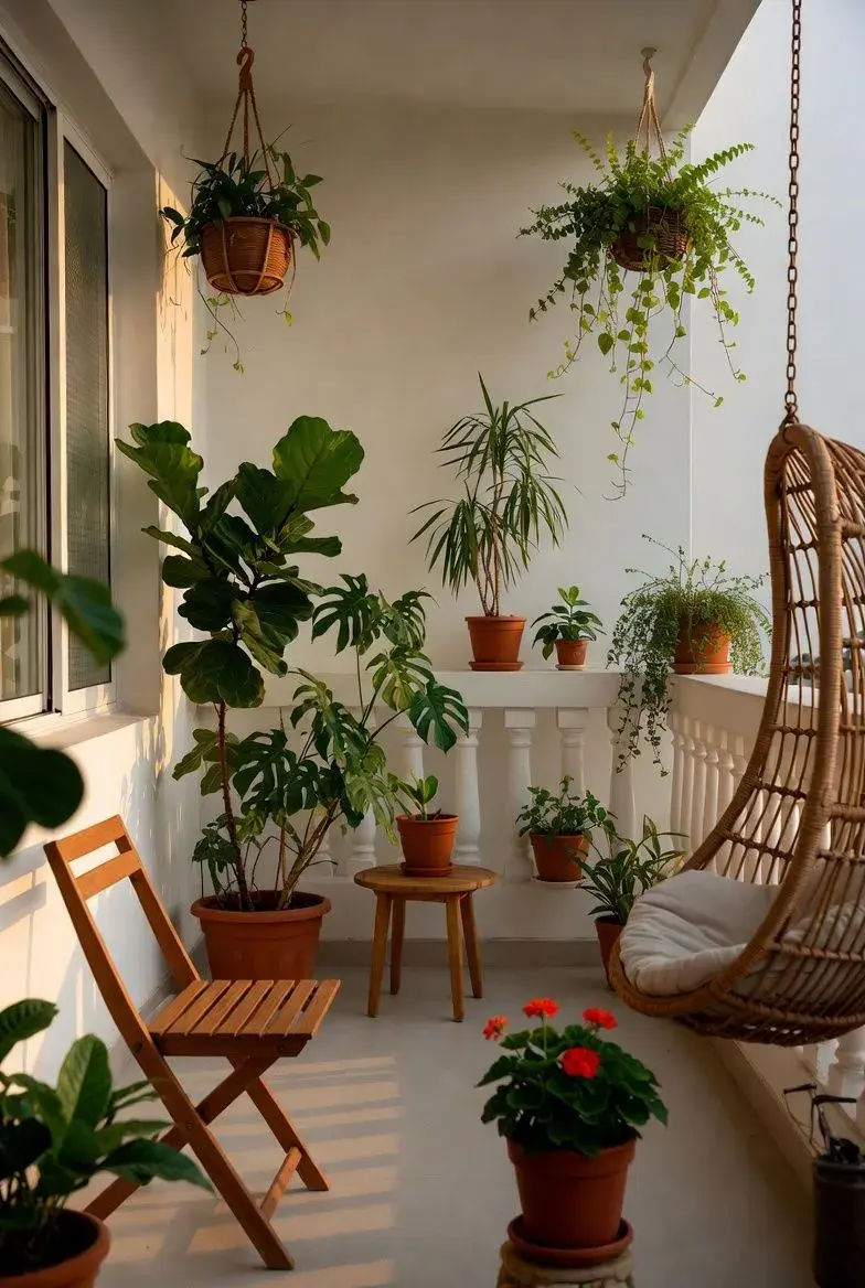 Foto de deco en balcón pequeño.