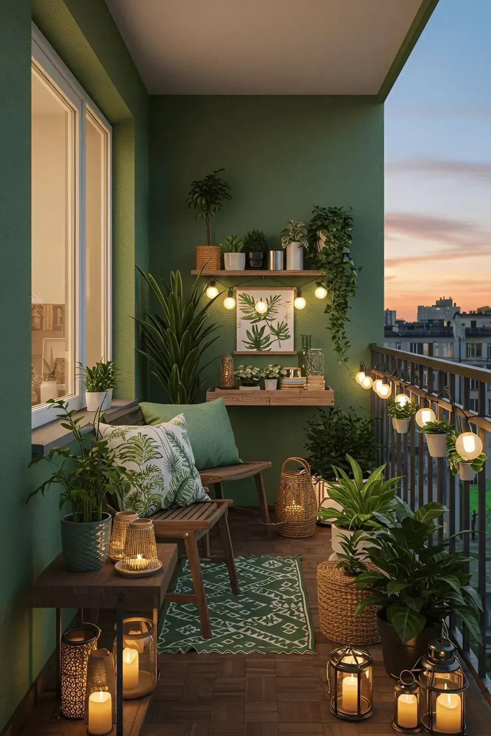 Foto de deco en balcón pequeño.