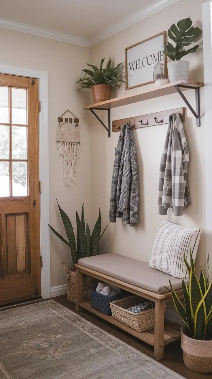 Los percheros de pared son aliados clave en recibidores pequeños. A diferencia de los modelos de pie, ocupan muy poco espacio y permiten organizar abrigos, bolsos o mochilas de manera ordenada.