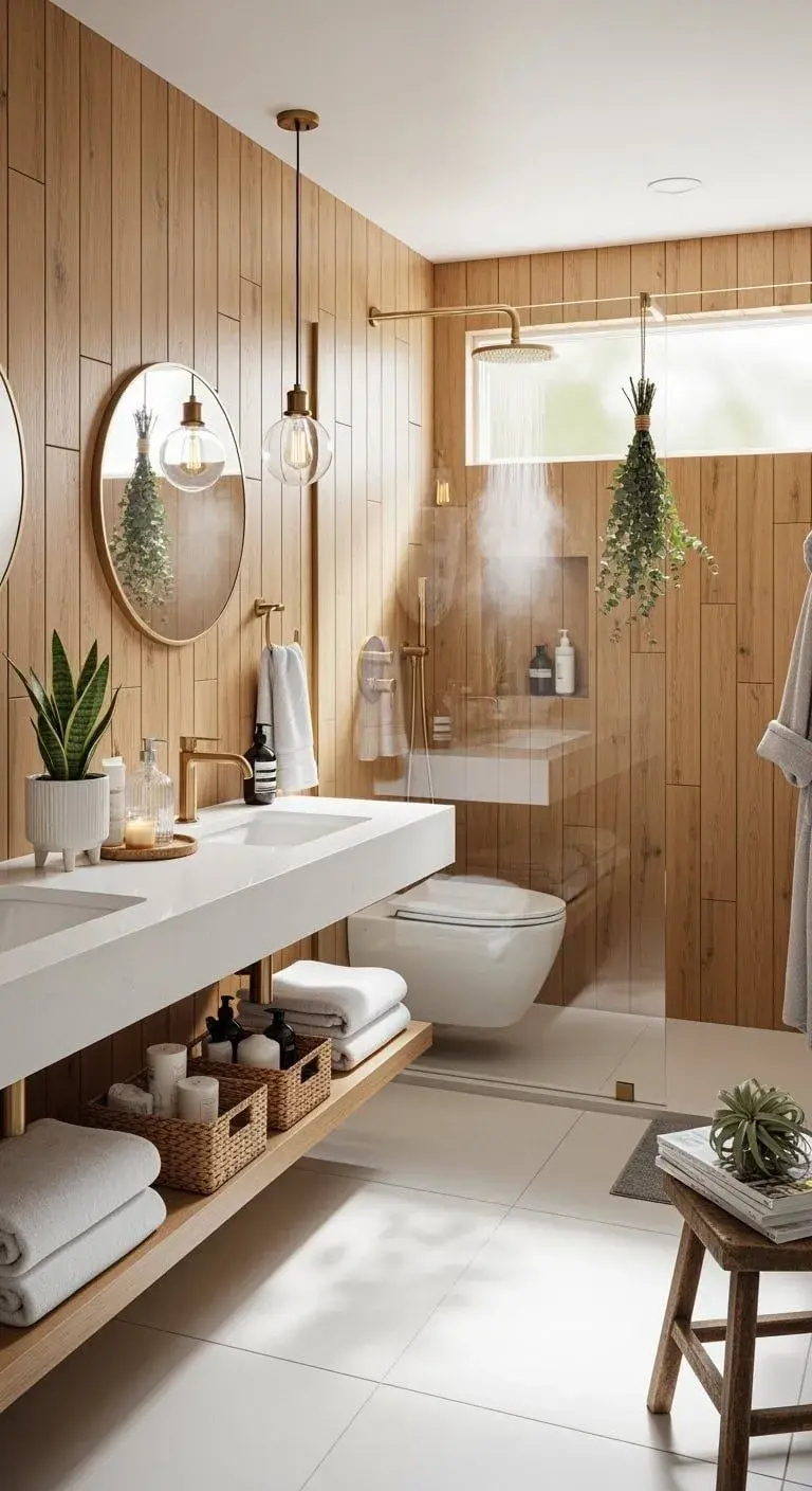 La madera, correctamente tratada para resistir la humedad, aporta una calidez difícil de lograr con otros materiales.