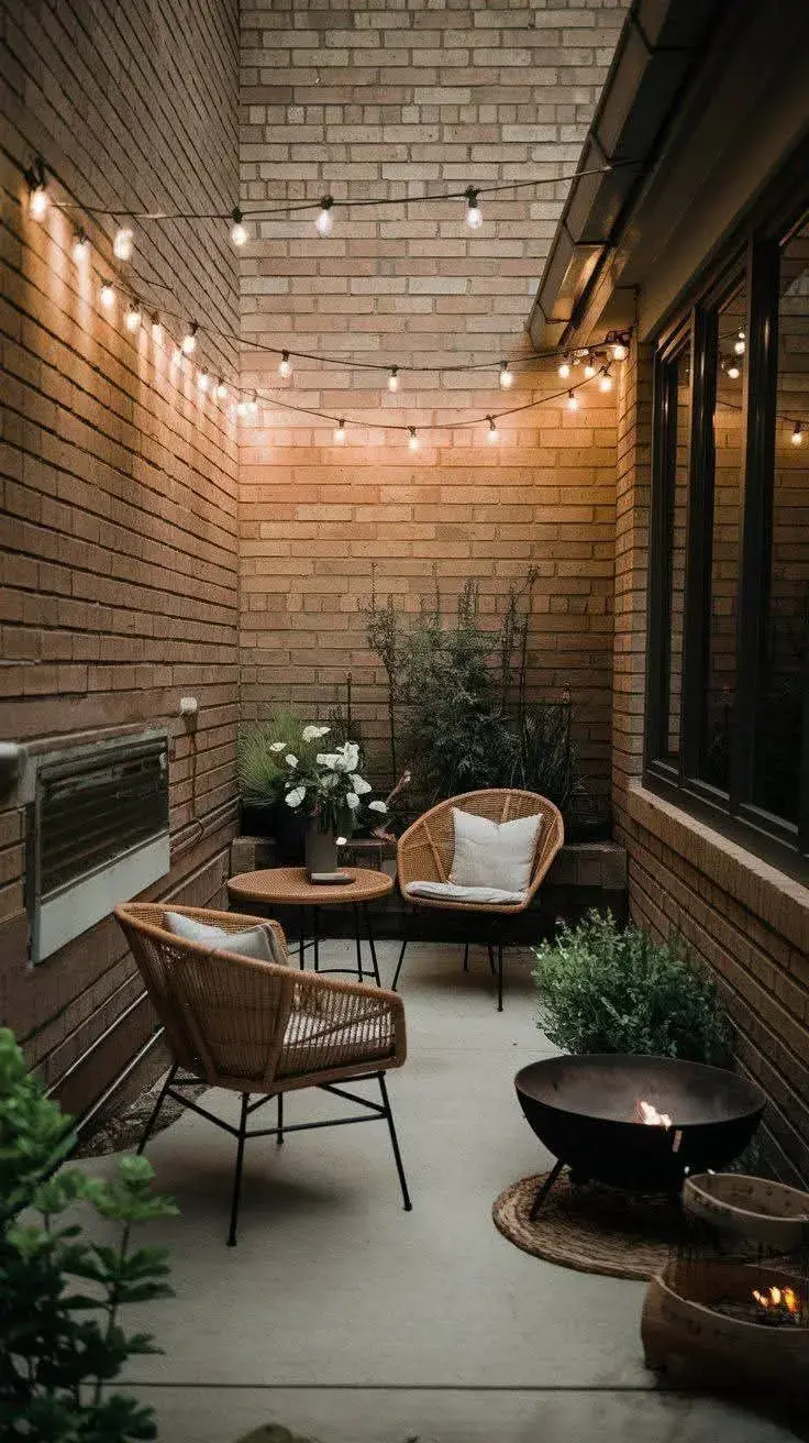 En patios cerrados, es clave evitar la iluminación fría y apostar por una ambientación más íntima.