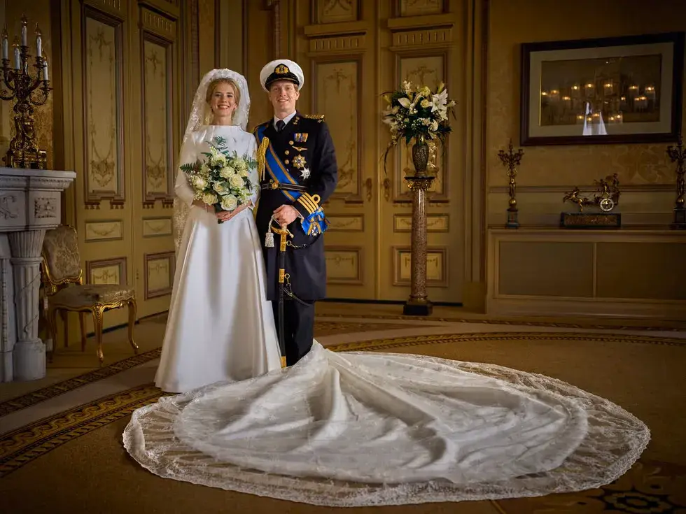 Delfina Chaves y Martijn Lakemeier recrean la boda real en la serie Máxima.