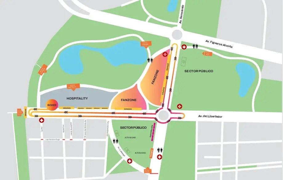 Para la ocasión, la Avenida del Libertador y la Avenida Sarmiento se transformarán en un circuito callejero de dos kilómetros, donde se realizarán dos show runs oficiales, previstos como los momentos centrales de la jornada.