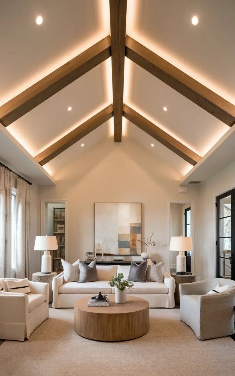 Revestir el techo con paneles de madera suma calidez y textura.