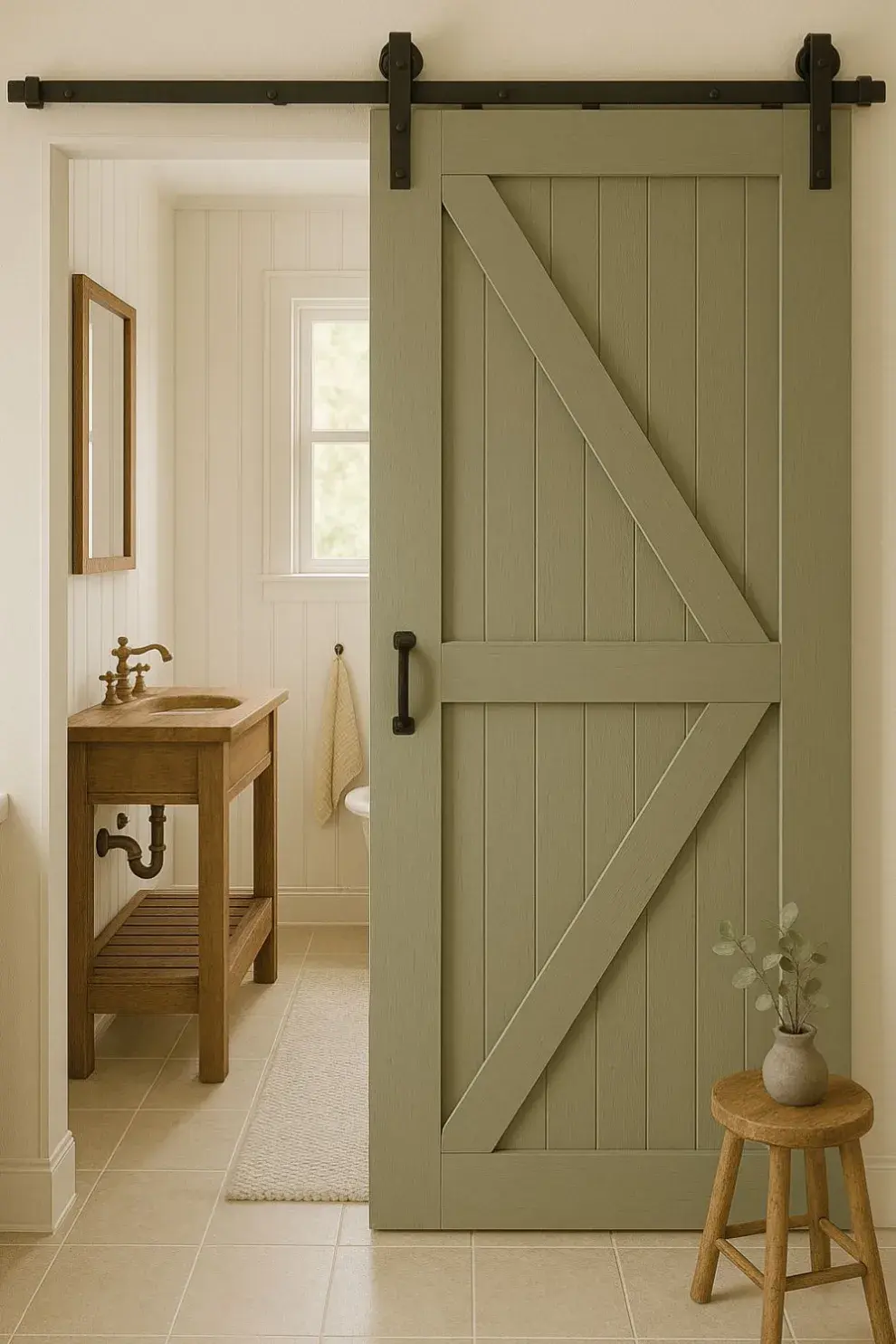En baños pequeños, dividir la zona de ducha con una puerta corredera permite organizar mejor el uso sin sumar volumen visual.