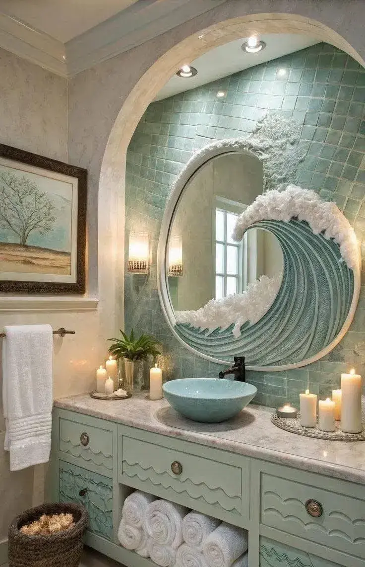 Foto de un espejo de baño intervenido.