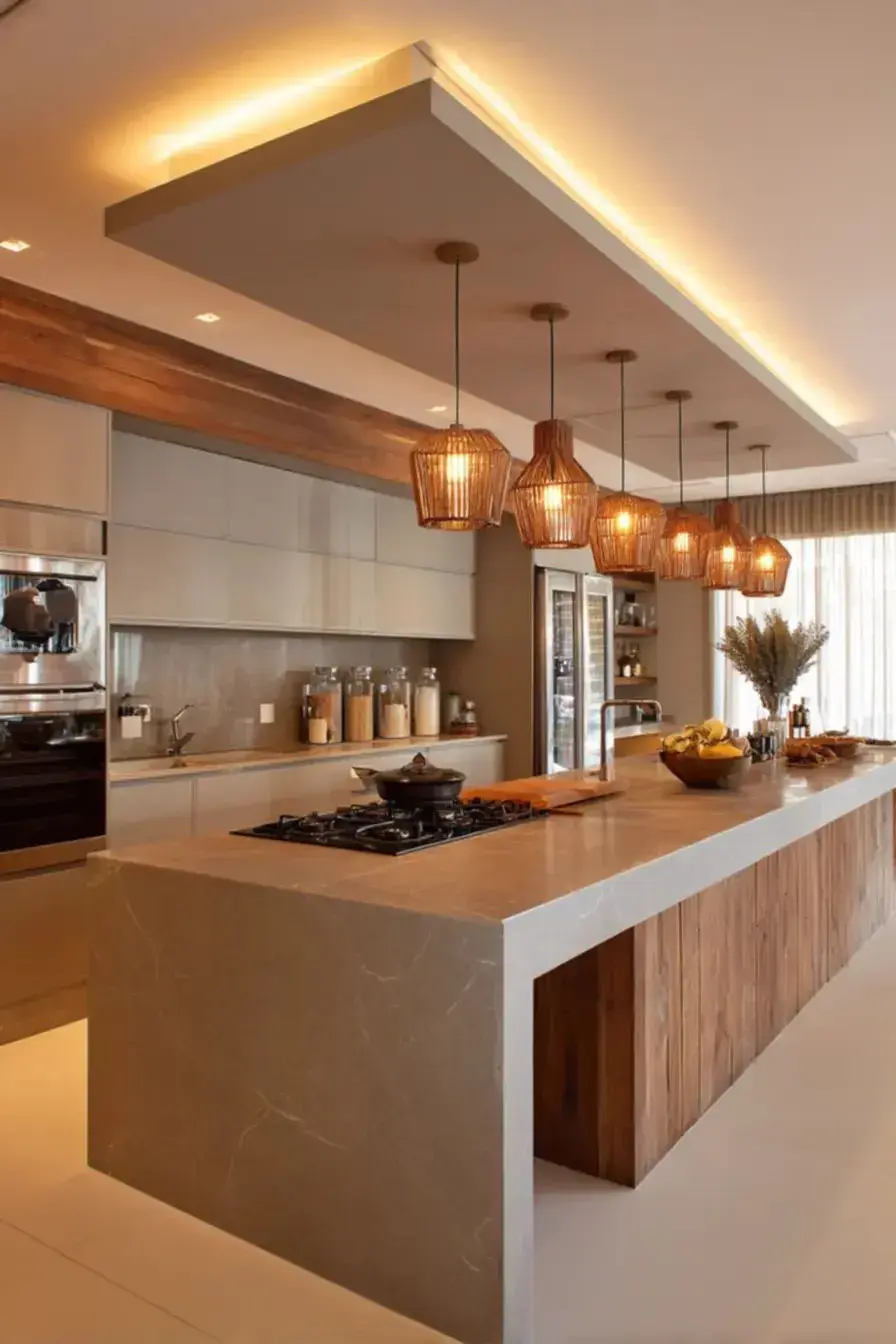 Las islas suelen ofrecer espacio extra para guardar utensilios, alimentos o pequeños electrodomésticos, lo que mejora la organización general de la cocina.