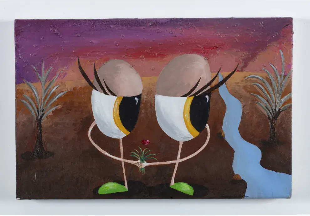 Obsesión, una de las obras donde Fernanda Laguna explora sus formas y colores típicos.