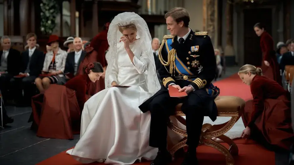 Foto de la boda de Máxima Zorreguieta y el príncipe Guillermo, en la temporada 2 de la serie de HBO Max.