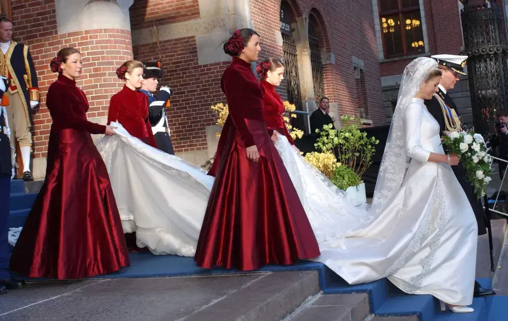 Las damas de honor de Máxima en el día de su boda.