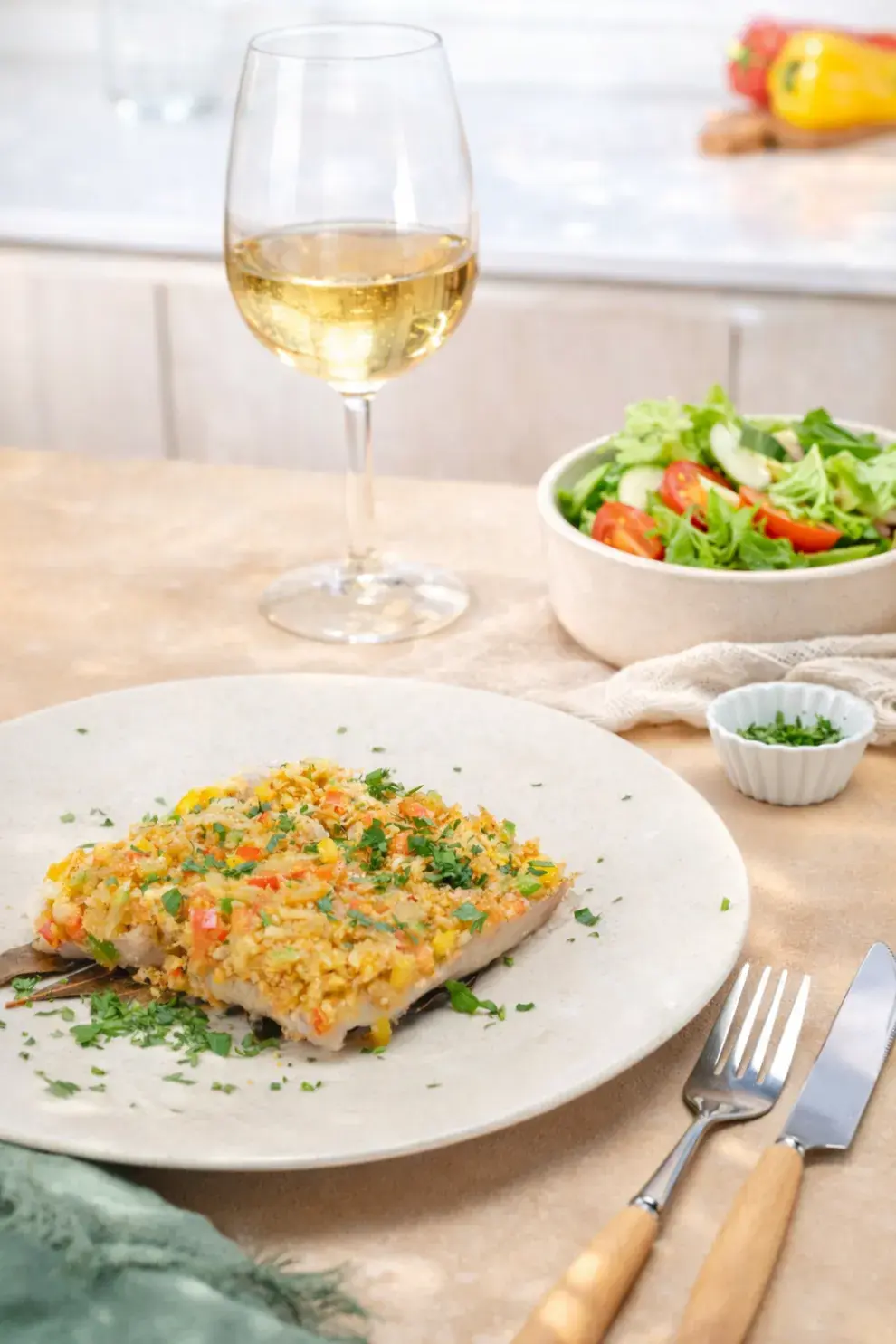 MERLUZA CON CROUTE AROMATICA