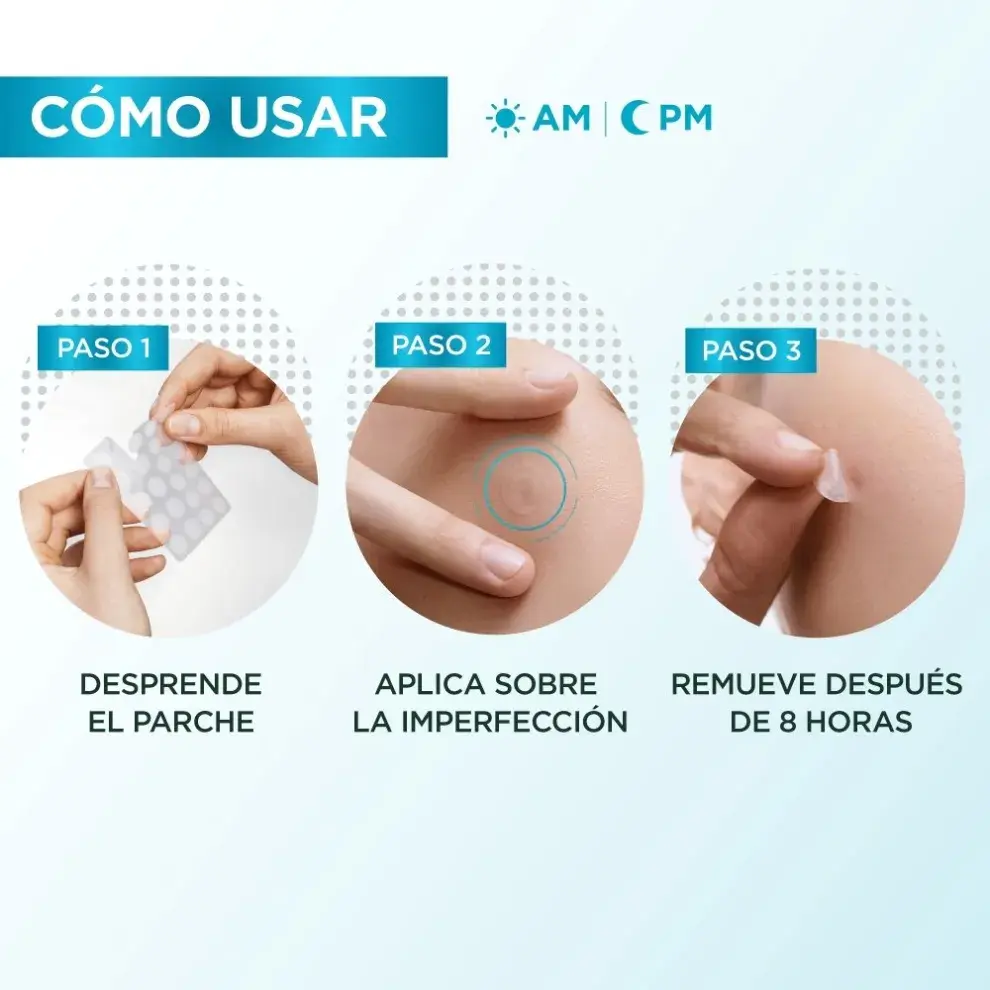 Instructivo de Cómo usar un parche antiacné.