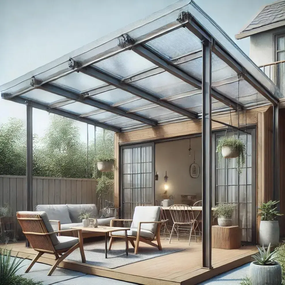 El policarbonato es uno de los materiales más elegidos por su capacidad de dejar pasar la luz natural, pero filtrar el impacto directo de la lluvia y el granizo.