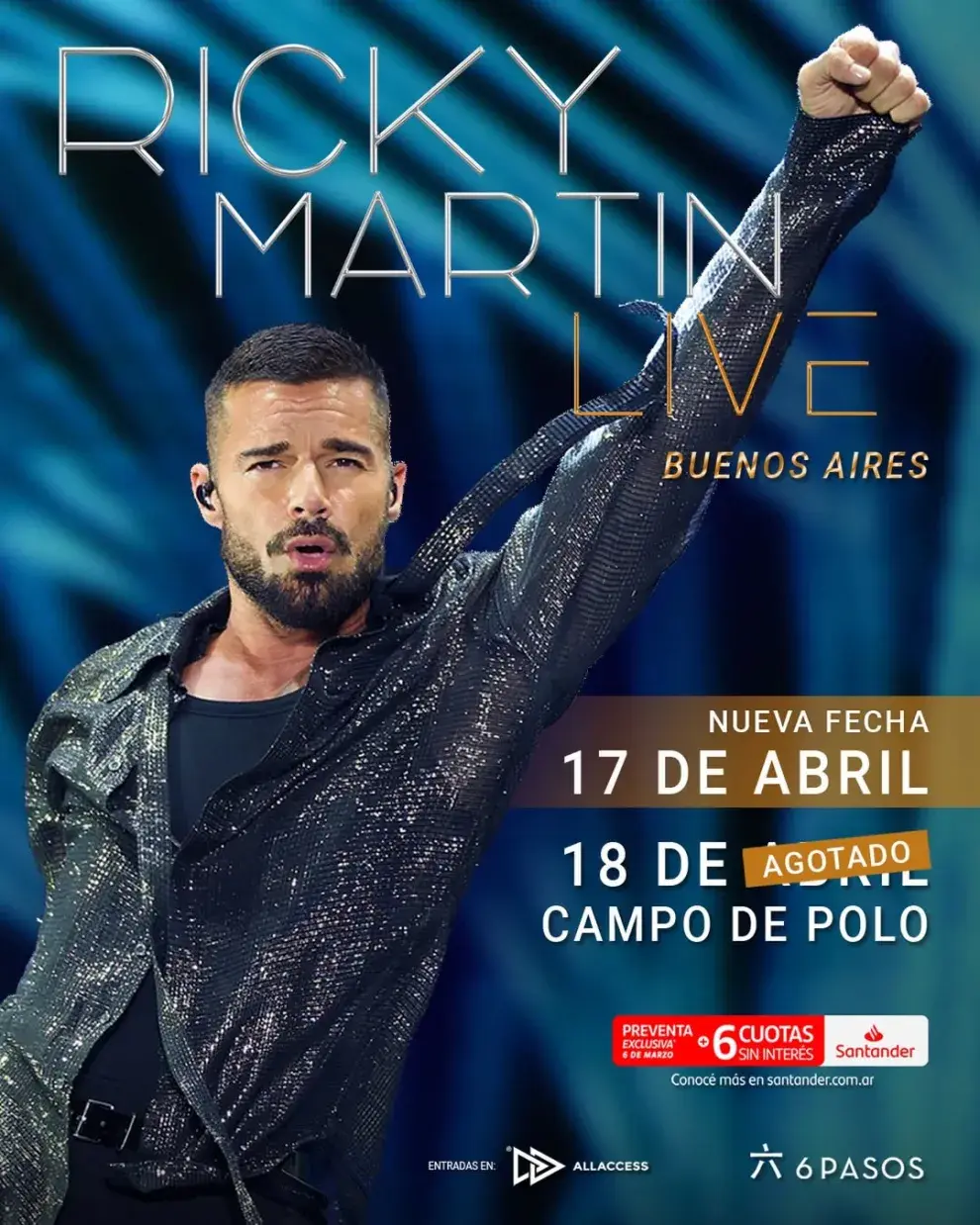 Ricky Martin anunció una segunda fecha en Buenos Aires.