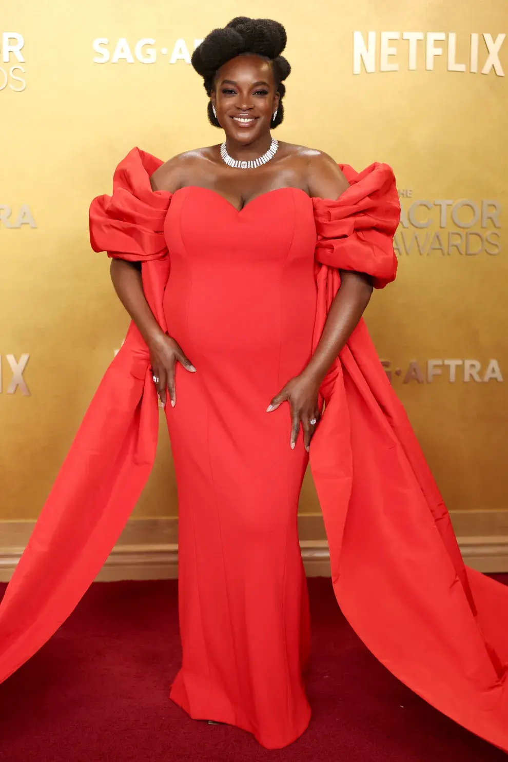 Wunmi Mosaku en la alfombra roja de los Actor Awards 2026.