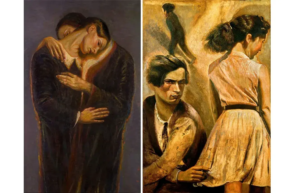 La exposición se concentra especialmente en la obra gráfica de Salvo y se organiza en torno a tres núcleos temáticos: retratos y autorretratos, el cuerpo y la denuncia política. En la foto: Gli anni verdi.