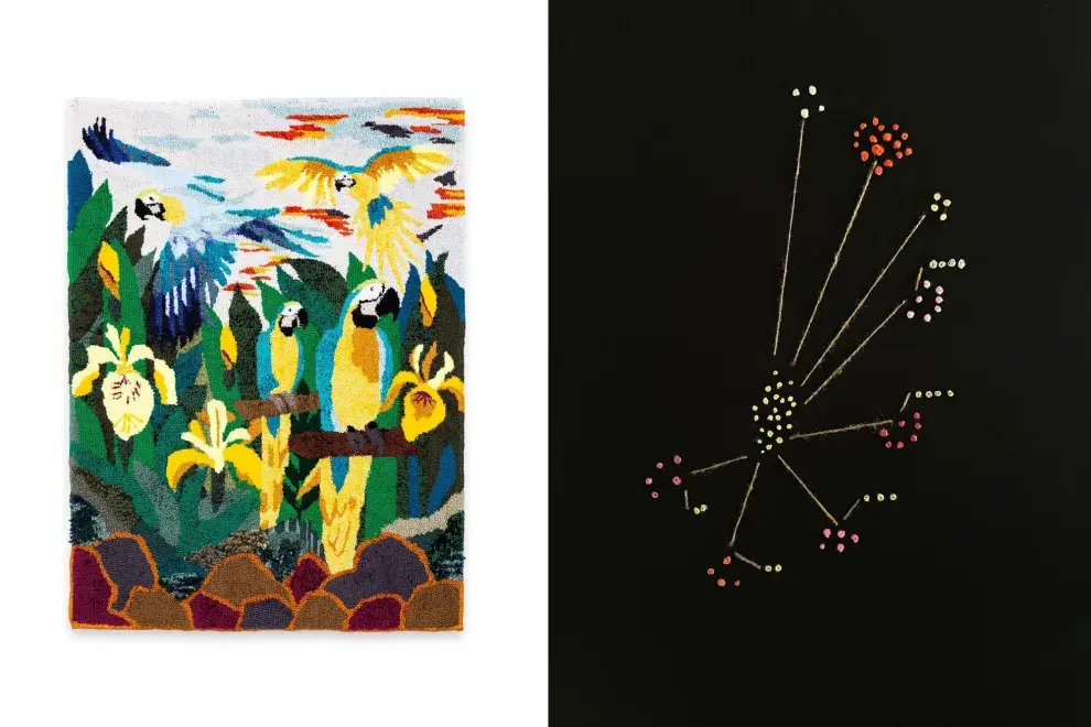 A la izquierda una obra de Joaquín González Bonorino  y a la derecha, de Elia Gasparolo.