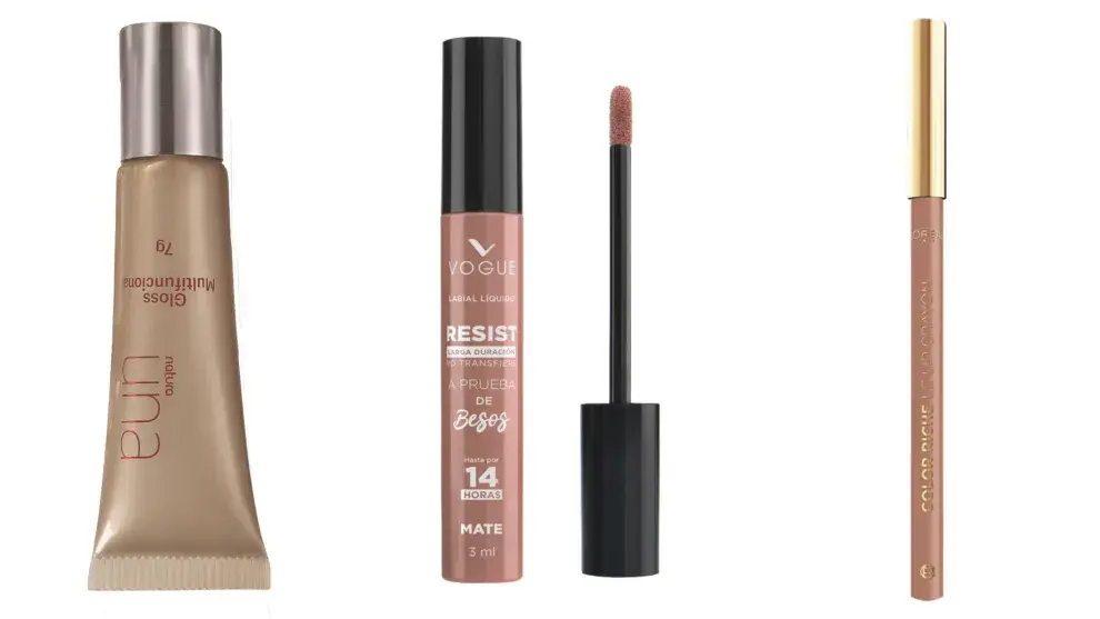 Natura, Gloss multifuncional| Vogue, Labial Líquido Resist | L’Oréal Paris, Delineador Le Lip Crayon