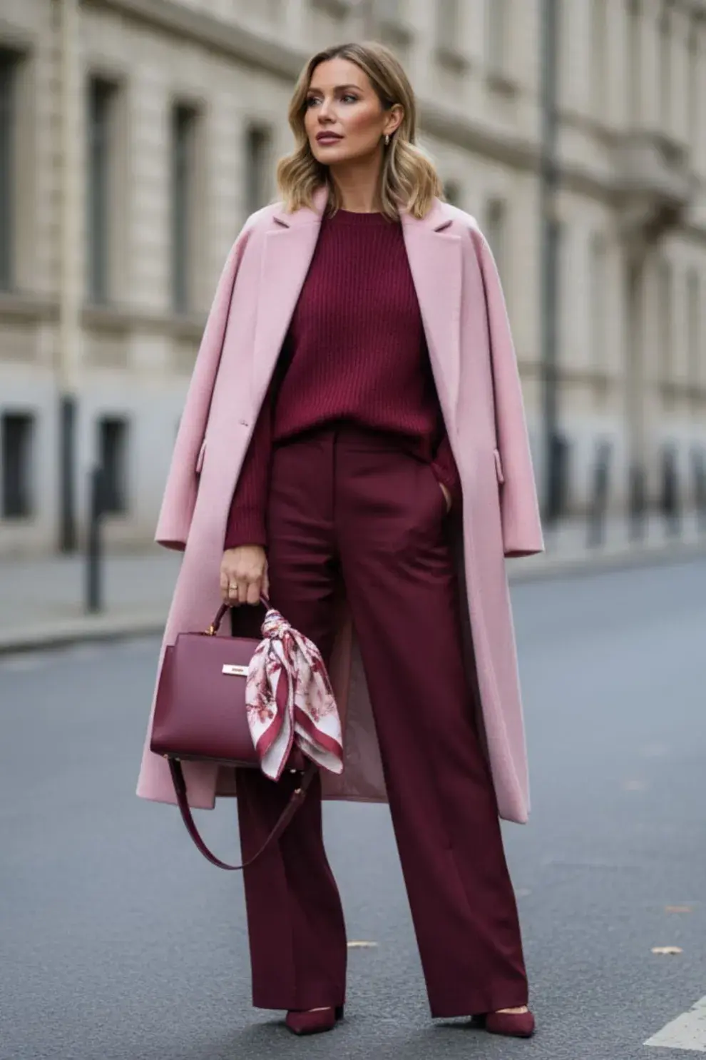 El auge del bordó no es casual. En sintonía con una moda que prioriza el lujo silencioso, este color aparece ligado a siluetas simples y materiales nobles, donde la calidad y el corte cobran protagonismo.