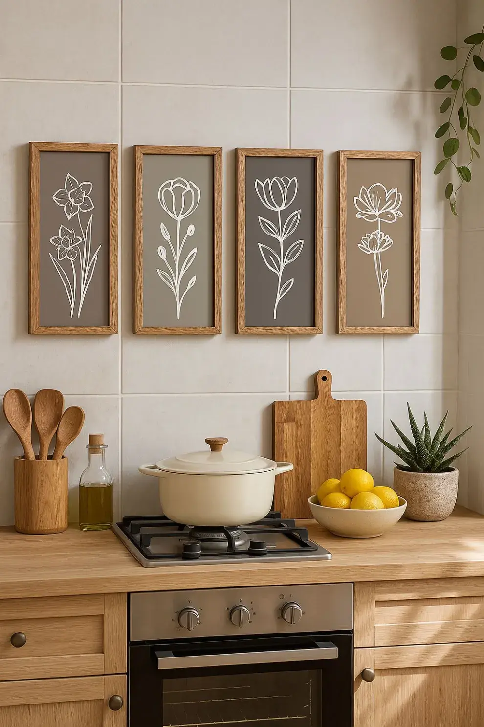 Sumar cuadros, láminas, pizarras o vinilos es una forma simple de personalizar. Incluso una galería de arte pequeña puede convertir una pared común en un punto focal.