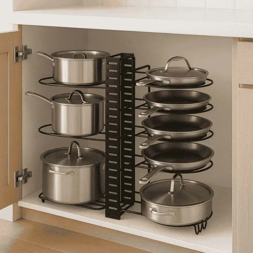 Foto de organizador vertical de ollas.