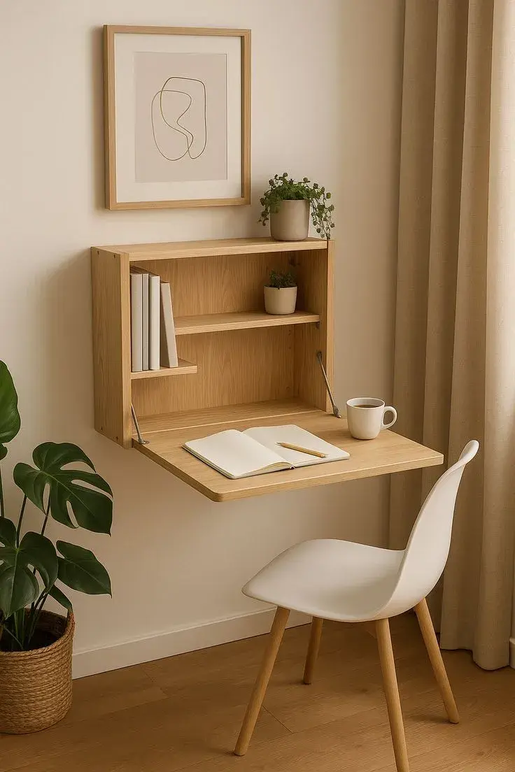 A diferencia de los escritorios tradicionales, los modelos plegables ocupan mucho menos espacio visual y ayudan a mantener los ambientes despejados.