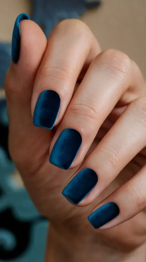 Las uñas velvet o efecto terciopelo siguen creciendo este año y se consolidan como uno de los acabados estrella del frío.