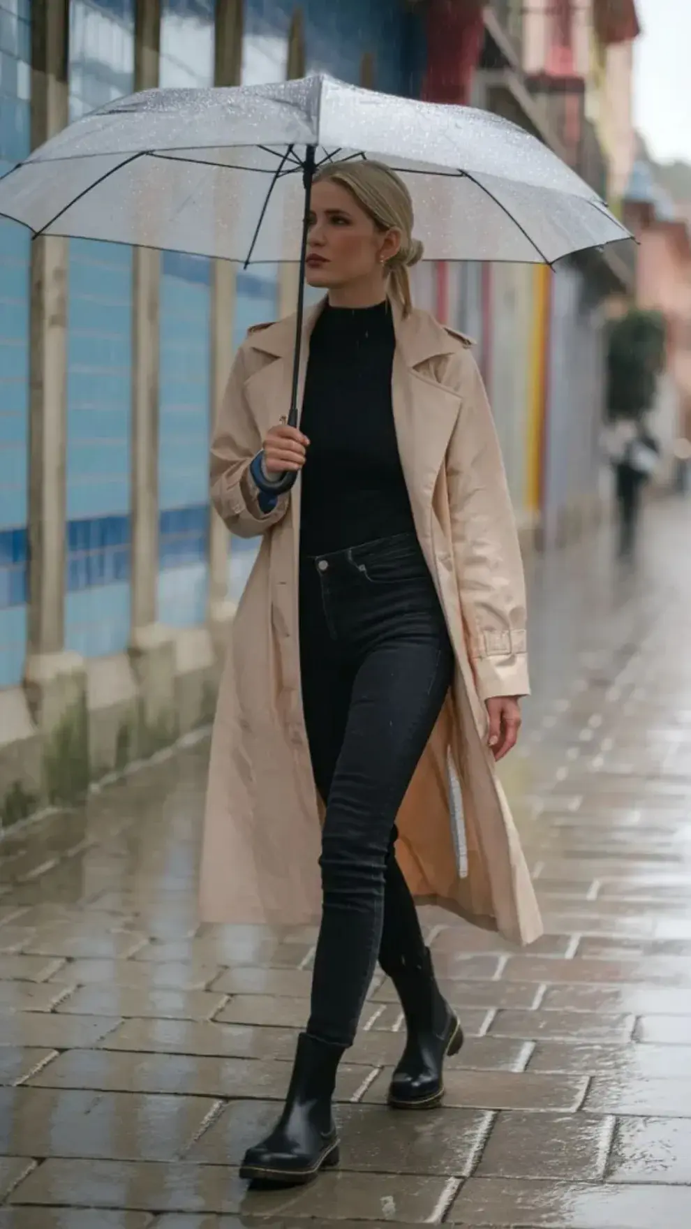  Los abrigos largos, las parkas con capucha y los trench coats clásicos son aliados infaltables, mientras que el calzado debe ser cómodo y resistente, capaz de enfrentar charcos sin perder elegancia.