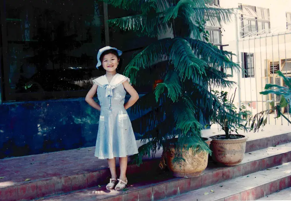 Karina Gao, en su infancia, en China