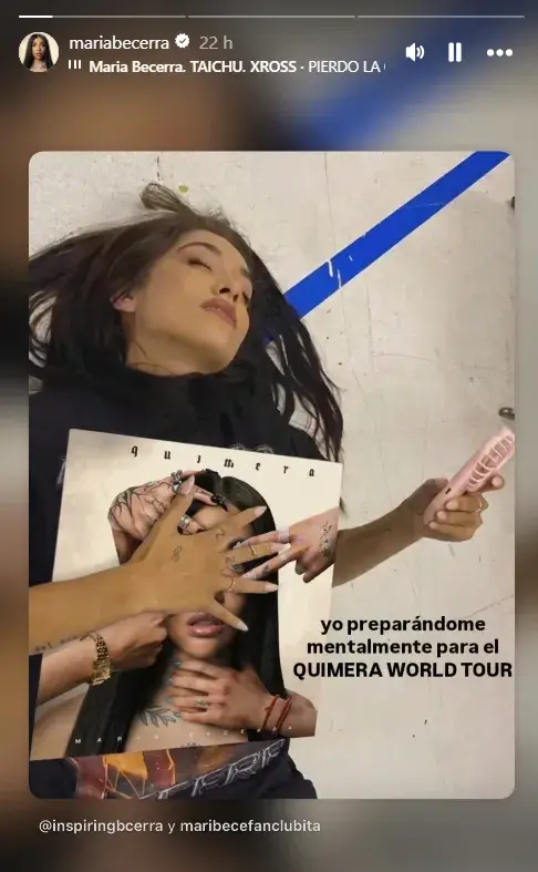 Captura de storie en la cuenta de María Becerra.