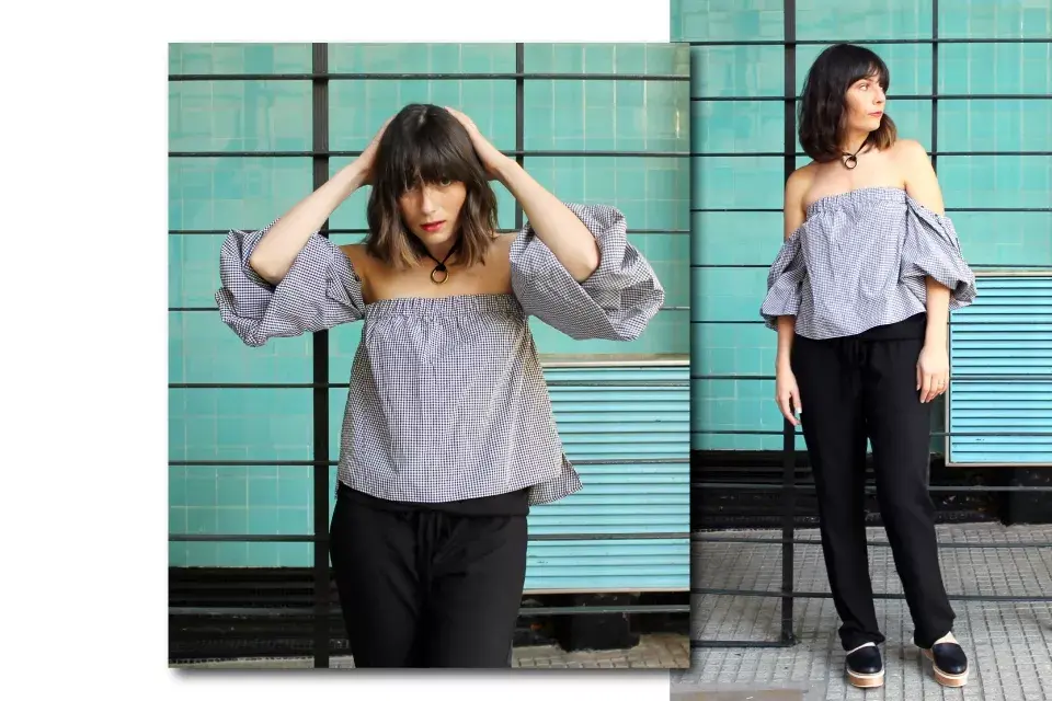 Blusa de Zara / Pantalón de Urke $589 / Zapatos de Gaby Roca $2700 / Collar de LoveLola $215