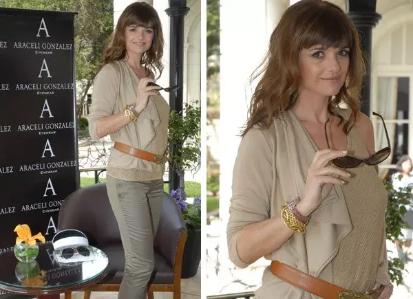 El color camel fue el elegido de Araceli González para lanzar su línea de anteojos de sol en el Four Seasons