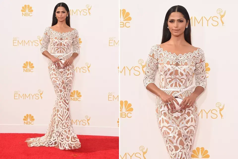 Bordados, paillettes y transparencias para Camila Alves que se decantó sobre la red carpet con un diseño de Zuhair Murad