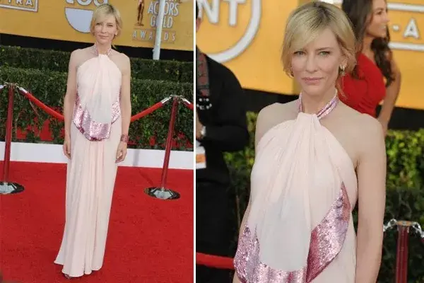 Cate Blanchett eligió un vestido rosa claro de Givenchy con detalle de lentejuelas. ¡Impecable!