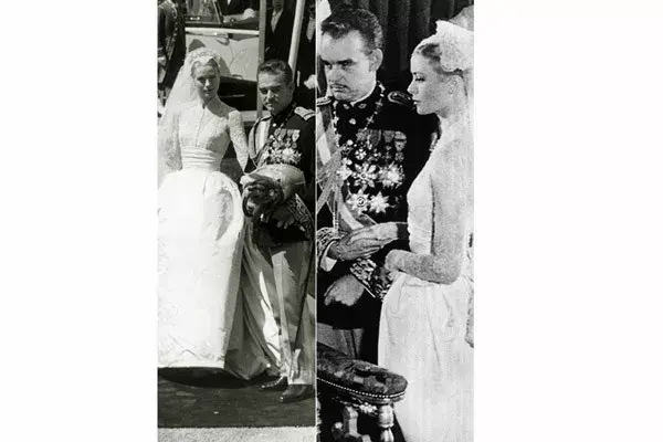 Helen Rose —principal diseñadora de vestuario para MGM— fue la responsable del traje que enmarcó a Grace Kelly con delicada sobriedad el día que se casó con el príncipe Rainiero, en 1956. Más de 30 personas trabajaron durante 6 semanas para que se vea impecable