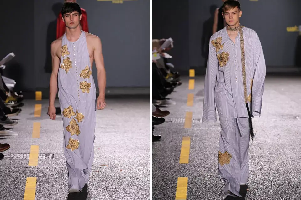 Diseños unisex, bordados en pedrería y  géneros brillantes