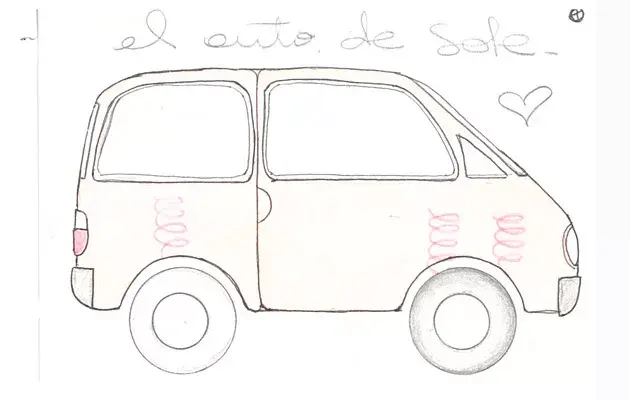 Boceto-regalito de mi auto que me hizo mi amiga Berenice, jefa de arte de OHLALA!